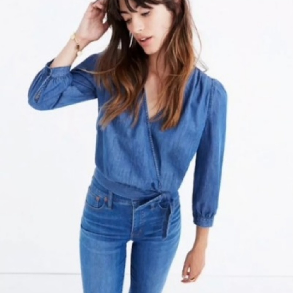 Madewell Denim Wrap Top